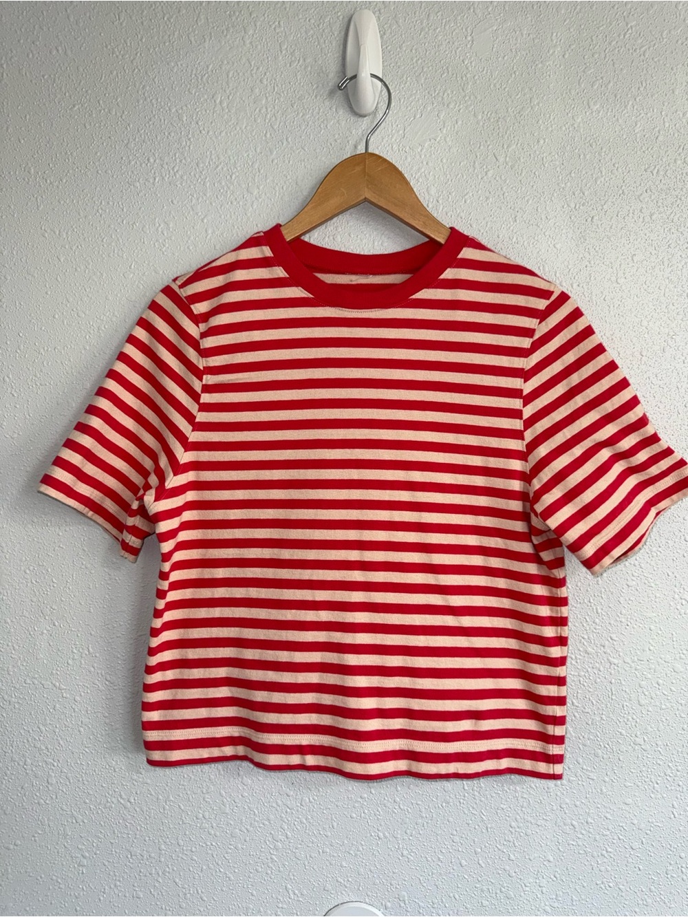 Red and White Striped Short Sleeve Tee - Picture 3 of 13